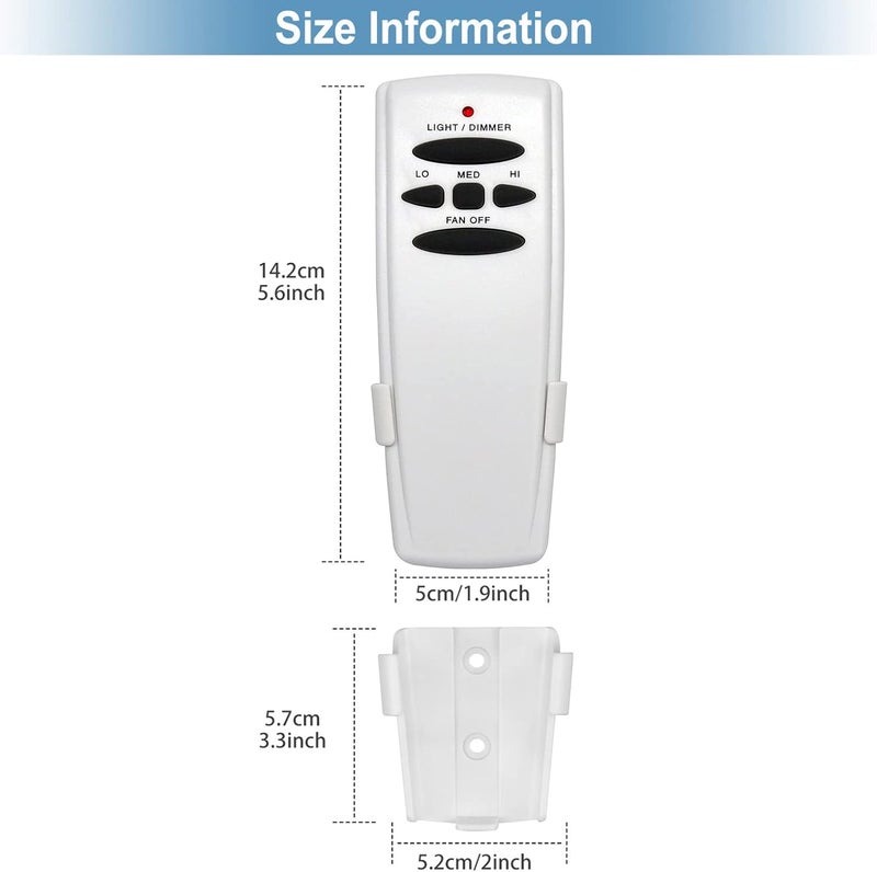 Onisamt Hampton Bay Hunter Ceiling Fan Remote Control Replacement for FanHD HD5 UC7078T RR7079T L3H2010FANHD L3H2014FANHD,3-Speed with Light Dimmer,with Wall Mount - Image 5